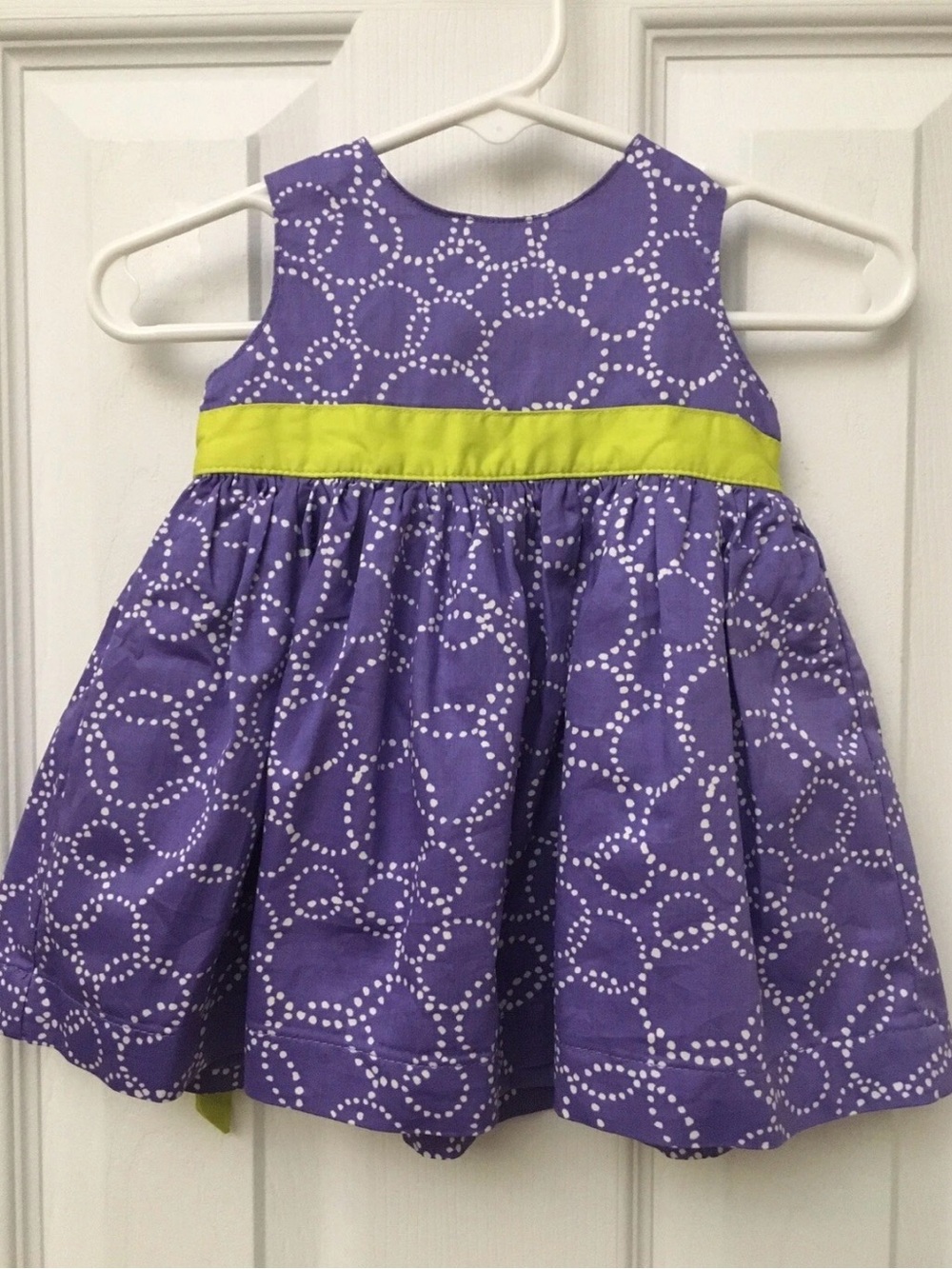 Carter’s 3 months Girl Dress Purple W Light Green Ribbon Circles